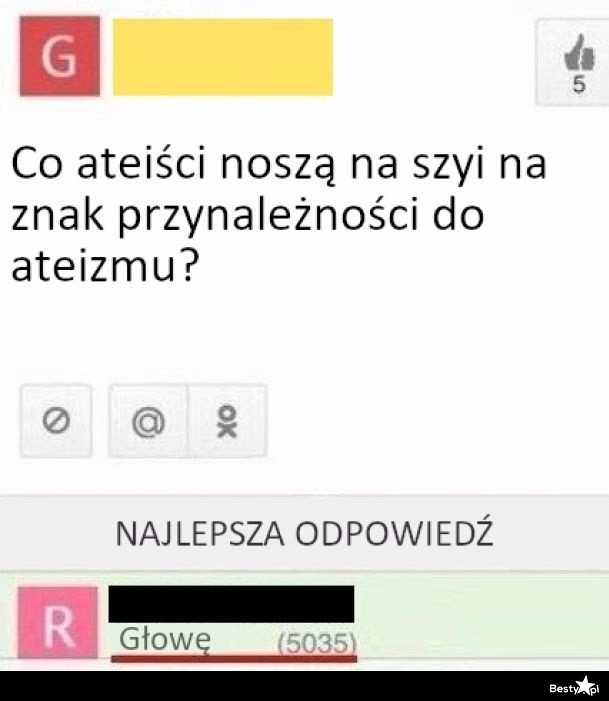 
    Co ateiści noszą na szyi? 