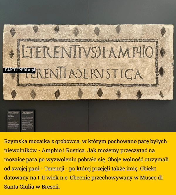 
    Rzymska mozaika z grobowca, w którym pochowano parę byłych niewolników