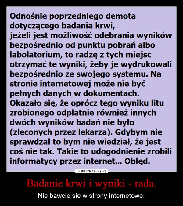 
    Badanie krwi i wyniki - rada.