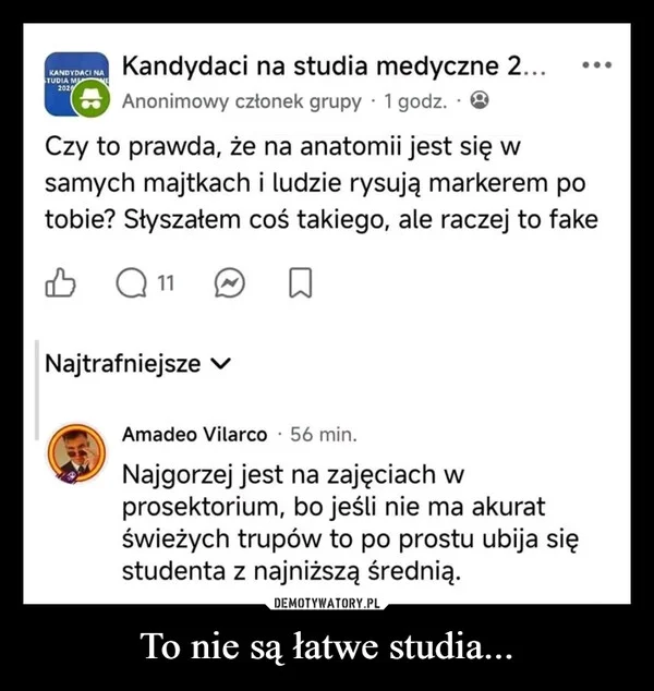 To nie są łatwe studia...