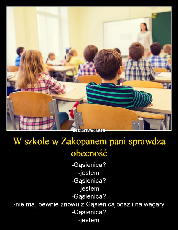 
    W szkole w Zakopanem pani sprawdza obecność