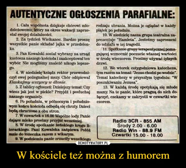 
    W kościele też można z humorem