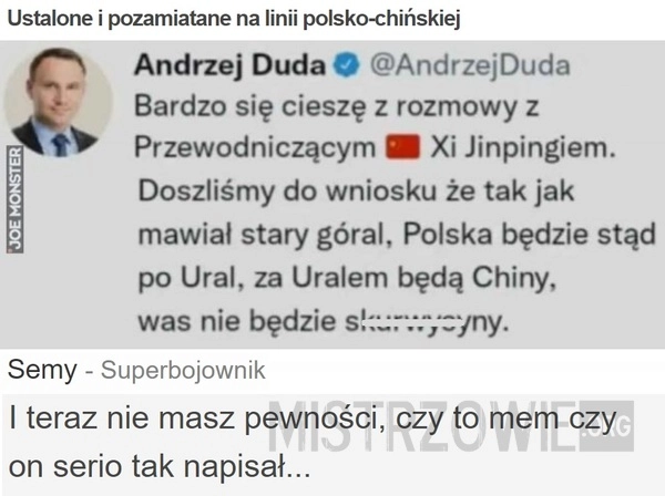 
    Ustalone i pozamiatane na linii polsko-chińskiej