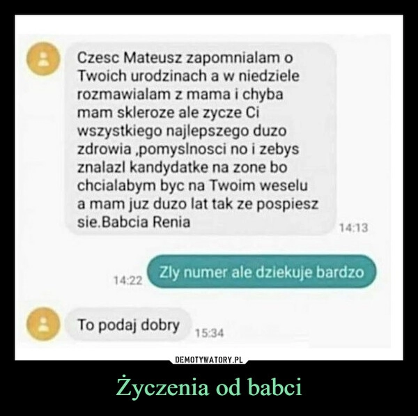 
    Życzenia od babci