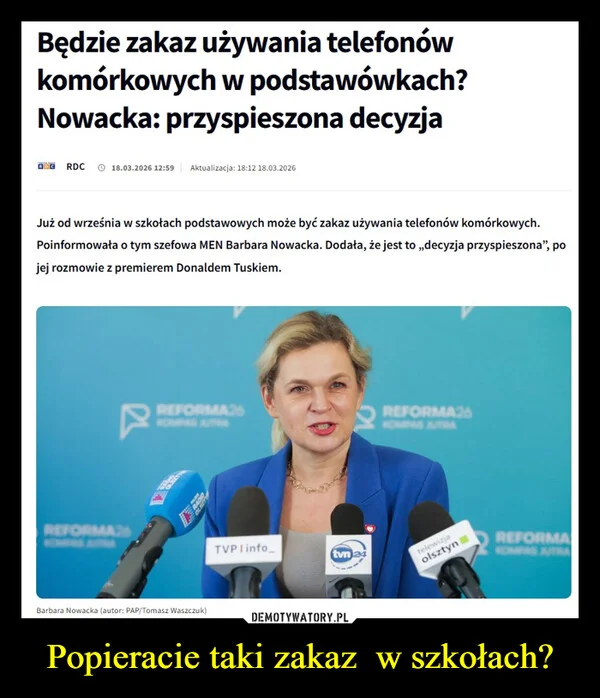 
    Popieracie taki zakaz w szkołach?