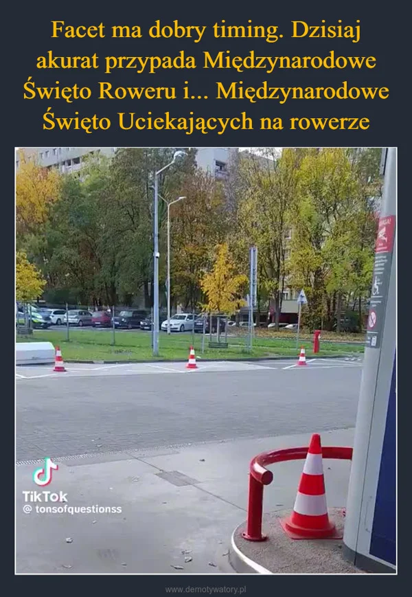 
    Facet ma dobry timing. Dzisiaj akurat przypada Międzynarodowe Święto Roweru i... Międzynarodowe Święto Uciekających na rowerze