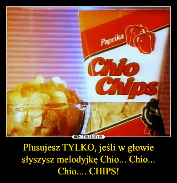 
    Plusujesz TYLKO, jeśli w głowie słyszysz melodyjkę Chio... Chio... Chio.... CHIPS!