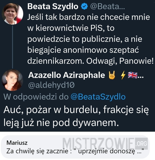 
    Uprzejmie donoszę