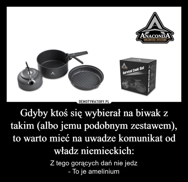 
    Gdyby ktoś się wybierał na biwak z takim (albo jemu podobnym zestawem), to warto mieć na uwadze komunikat od władz niemieckich: