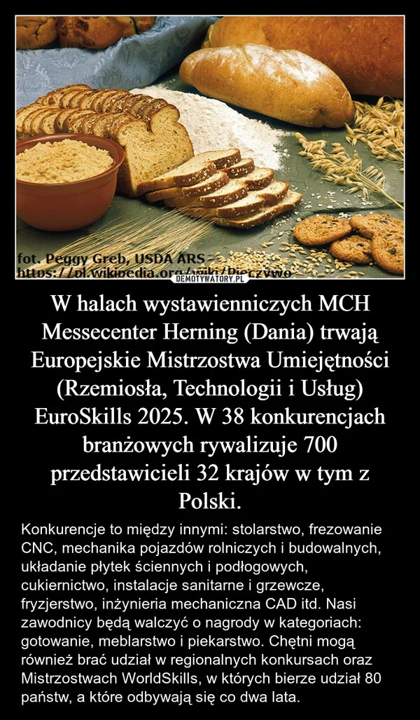 
    W halach wystawienniczych MCH Messecenter Herning (Dania) trwają Europejskie Mistrzostwa Umiejętności (Rzemiosła, Technologii i Usług) EuroSkills 2025. W 38 konkurencjach branżowych rywalizuje 700 przedstawicieli 32 krajów w tym z Polski.