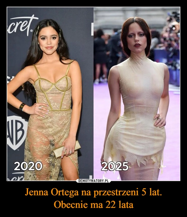 
    Jenna Ortega na przestrzeni 5 lat. Obecnie ma 22 lata