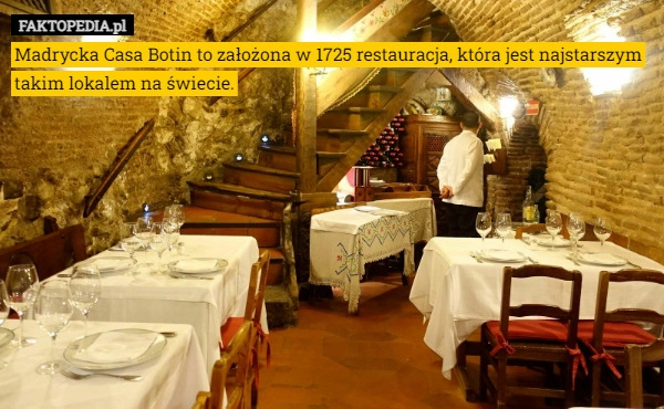 
    Madrycka Casa Botin to założona w 1725 restauracja, która jest najstarszym