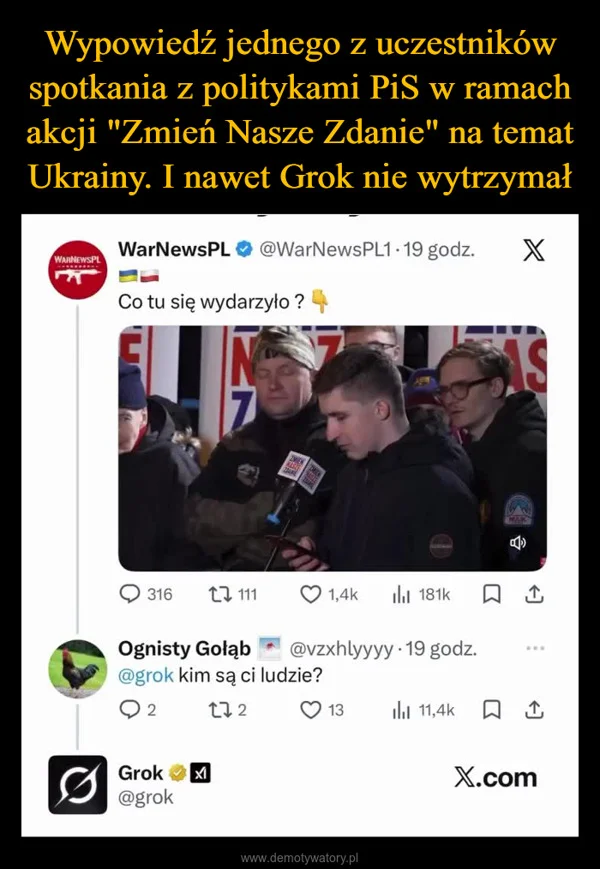 
    Wypowiedź jednego z uczestników spotkania z politykami PiS w ramach akcji 