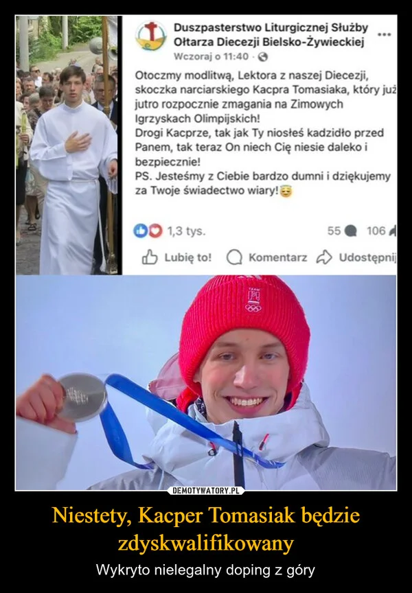 
    Niestety, Kacper Tomasiak będzie zdyskwalifikowany