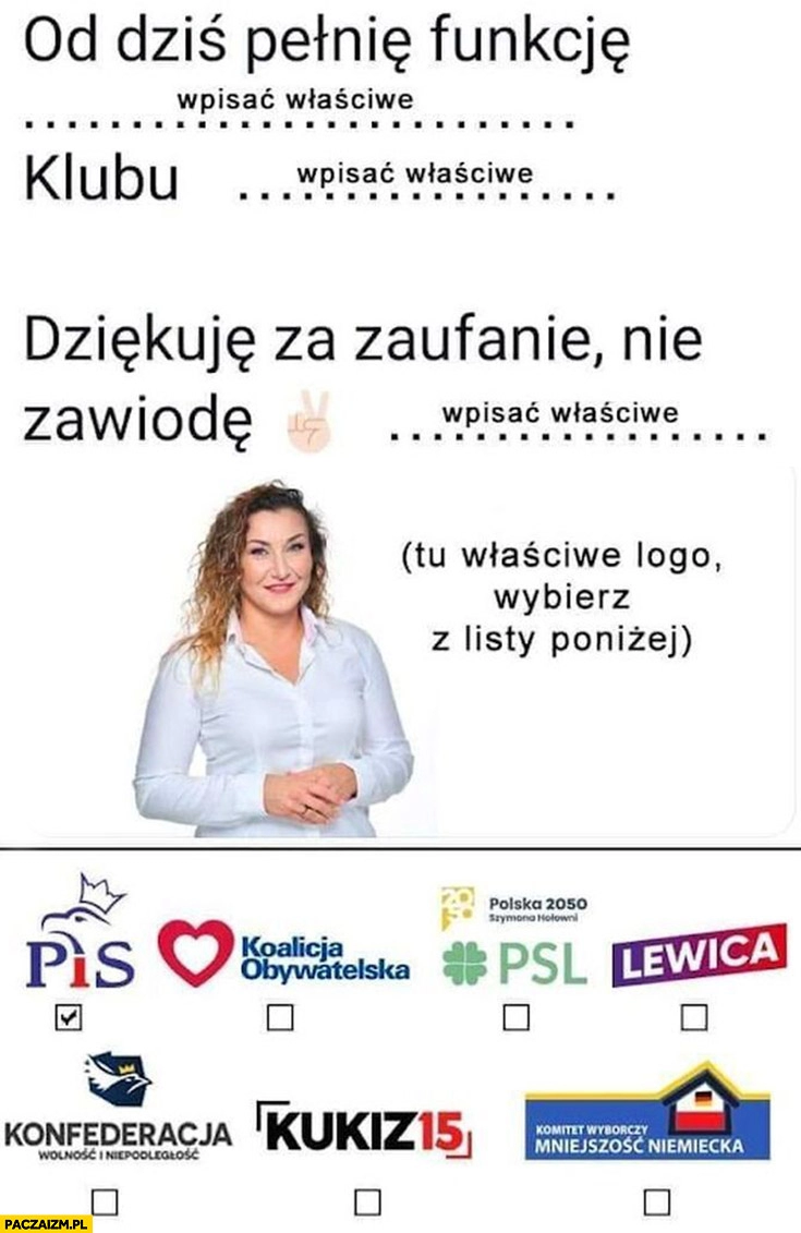 
    Monika Pawłowska od dziś pełnię funkcje klubu dziękuję za zaufanie nie zawiodę wpisać wypełnić właściwe