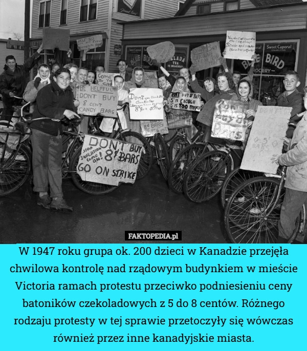 
    W 1947 roku grupa ok. 200 dzieci w Kanadzie przejęła chwilowa kontrolę nad