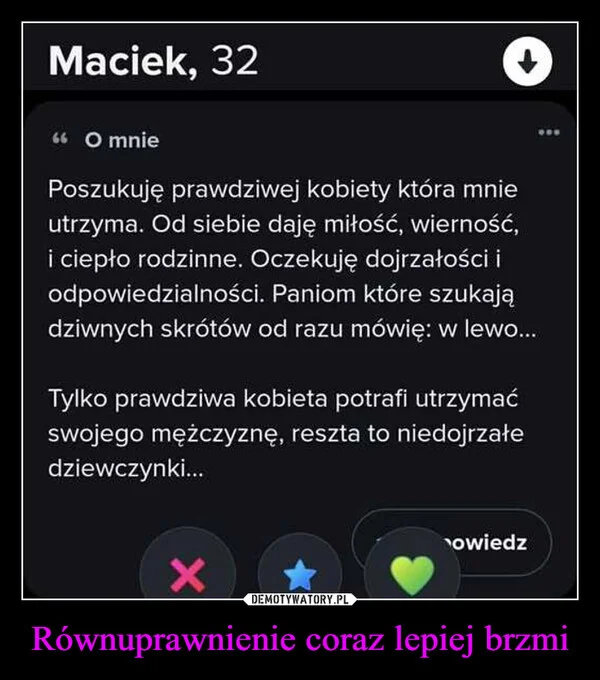 
    Równuprawnienie coraz lepiej brzmi