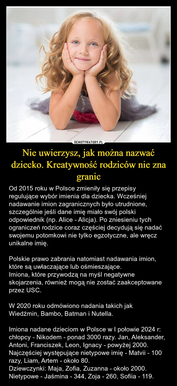 
    Nie uwierzysz, jak można nazwać dziecko. Kreatywność rodziców nie zna granic