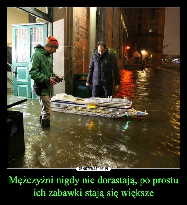 
    Mężczyźni nigdy nie dorastają, po prostu ich zabawki stają się większe