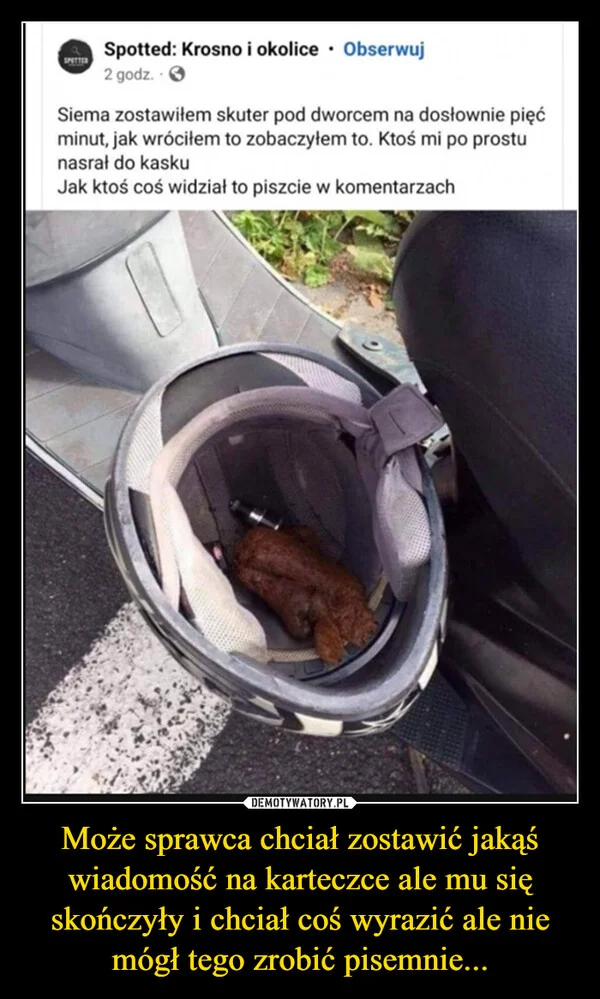 
    Może sprawca chciał zostawić jakąś wiadomość na karteczce ale mu się skończyły i chciał coś wyrazić ale nie mógł tego zrobić pisemnie...