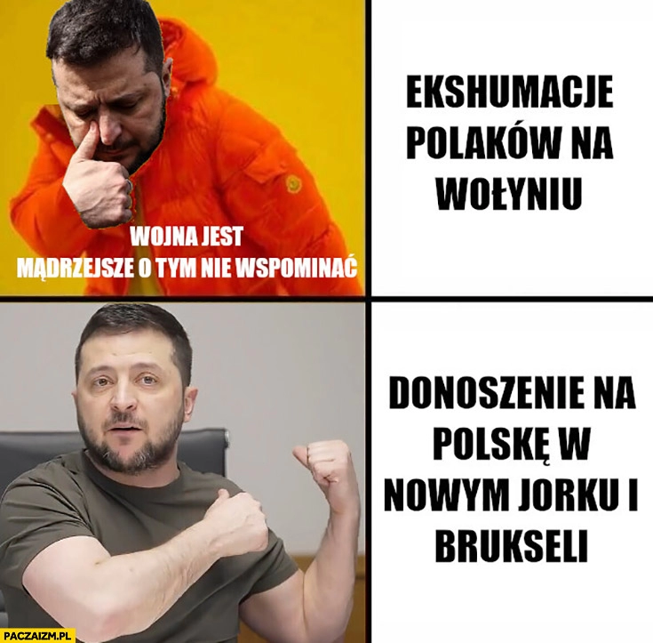 
    Zełenski ekshumacje Polaków na Wołyniu wojna jest mądrzejsze o tym nie wspominać donoszenie na Polskę w Nowym Jorku i Brukseli