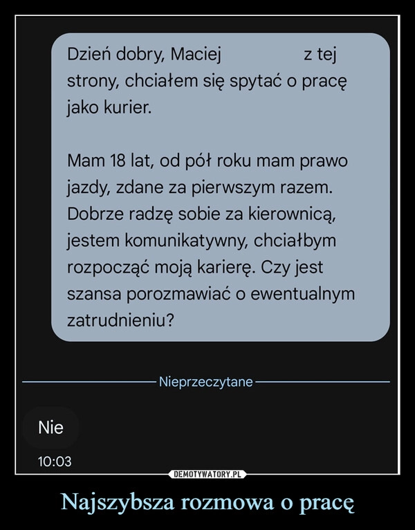 
    Najszybsza rozmowa o pracę