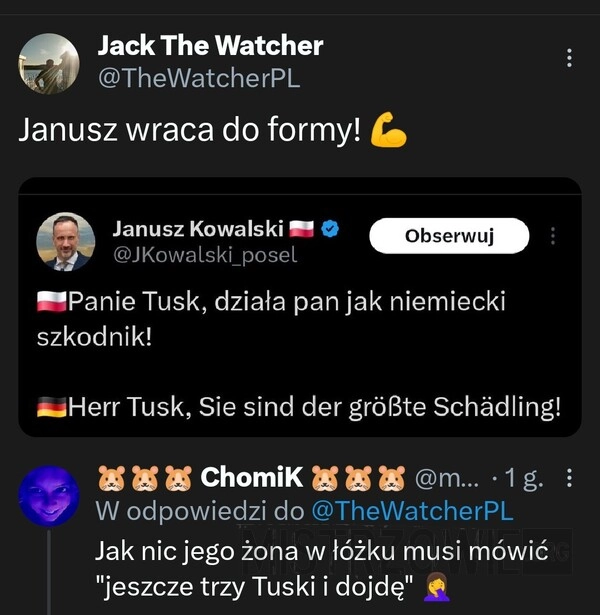
    Janusz wraca do formy