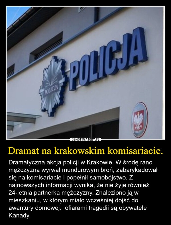 
    Dramat na krakowskim komisariacie.