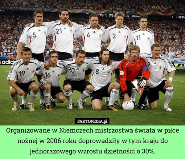 
    Organizowane w Niemczech mistrzostwa świata w piłce nożnej w 2006 roku doprowadziły