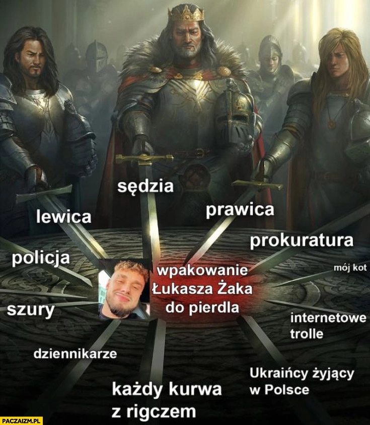 
    Wszyscy popierają wpakowanie Łukasza Żaka do pierdla miecz miecze rycerze