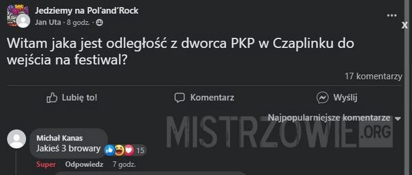 
    Czas / odległość na festiwalu mierzymy tak...