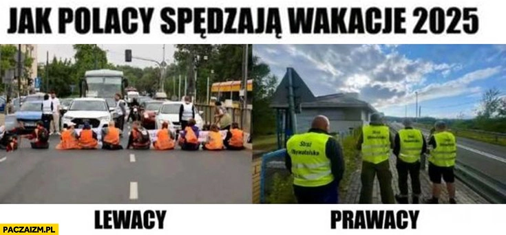 
    Jak Polacy spędzają wakacje 2025 lewacy: ostatnie pokolenie, prawacy: ruch obrony granic
