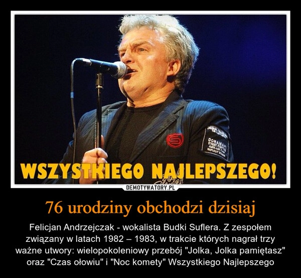 
    76 urodziny obchodzi dzisiaj