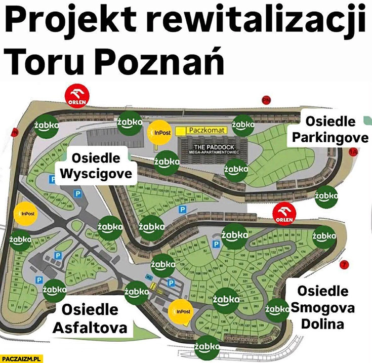 
    Projekt rewitalizacji toru Poznań Żabka paczkomat osiedla Orlen