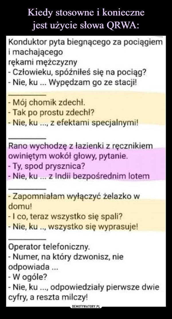 
    Kiedy stosowne i konieczne
jest użycie słowa QRWA: