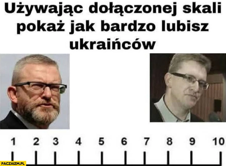 
    Grzegorz Braun używając dołączonej skali pokaz jak bardzo lubisz Ukraińców młody stary
