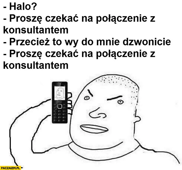 
    Halo? Proszę czekać na połączenie z konsultantem, przecież to wy do mnie dzwonicie