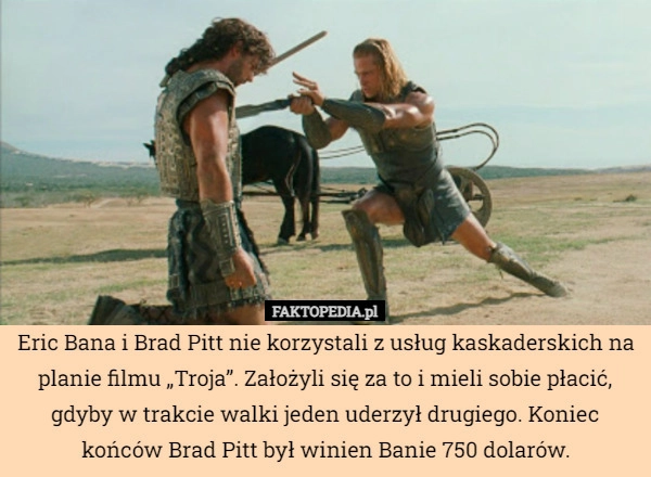 
    Eric Bana i Brad Pitt nie korzystali z usług kaskaderskich na planie filmu