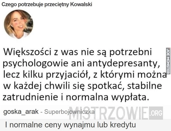 
    Czego potrzebuje przeciętny Kowalski