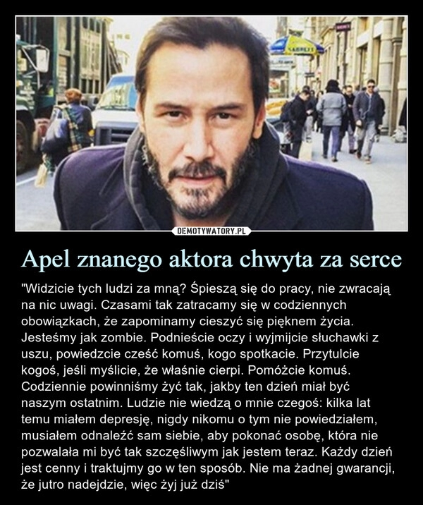 
    Apel znanego aktora chwyta za serce