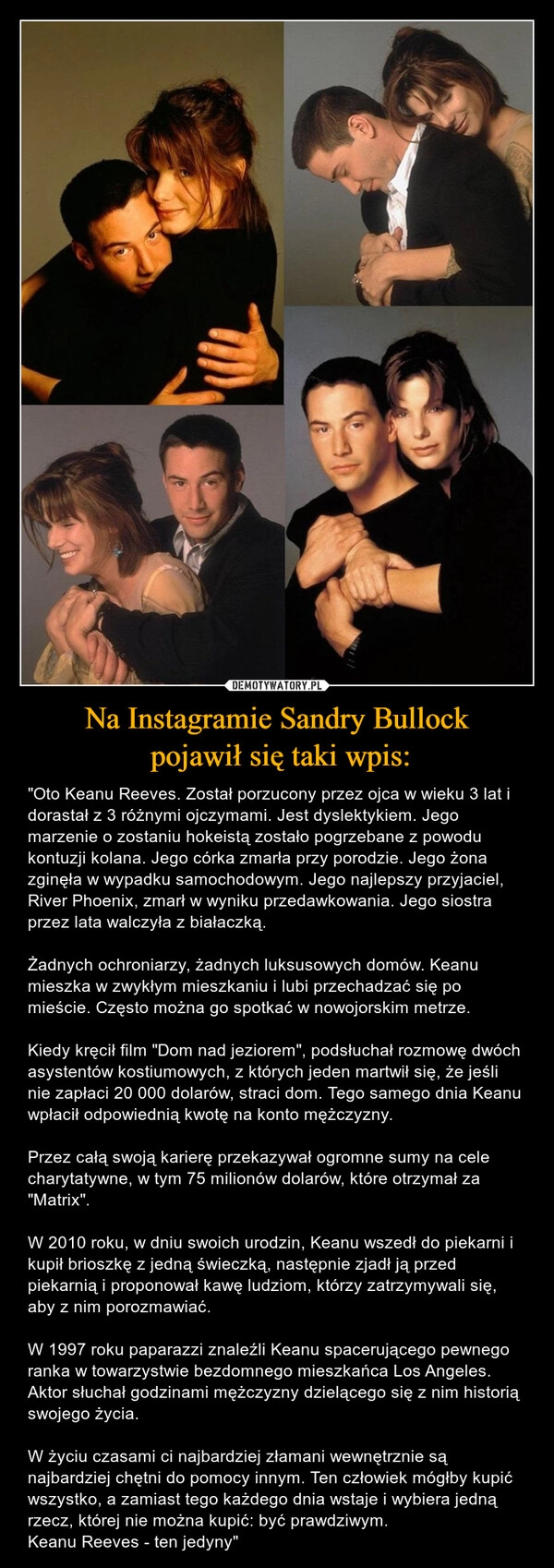 
    Na Instagramie Sandry Bullock
 pojawił się taki wpis: