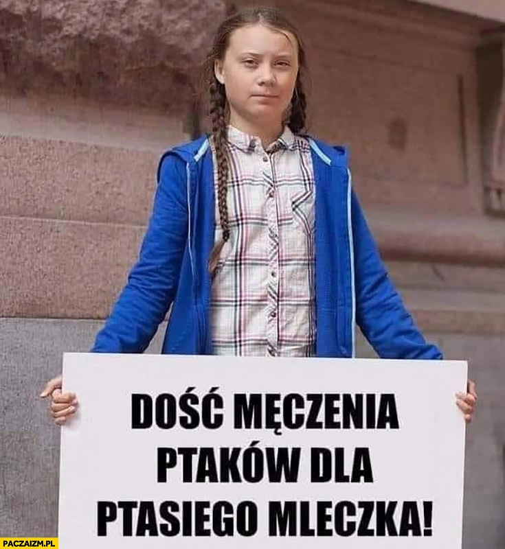 
    Dość męczenia ptaków dla ptasiego mleczka Greta Thunberg