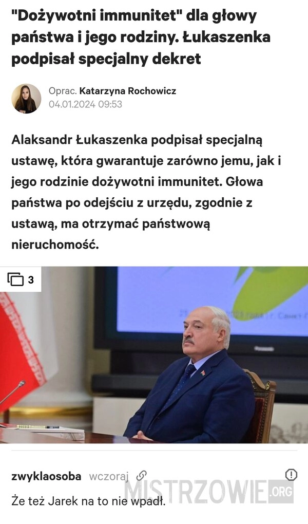 
    Dożywotni immunitet