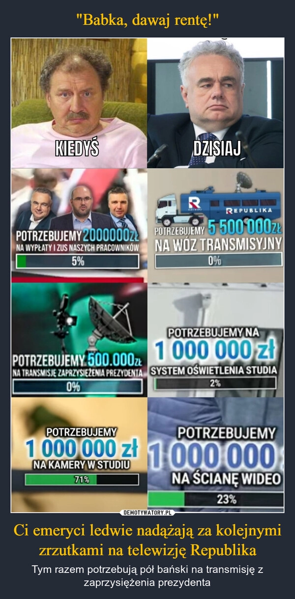 
    "Babka, dawaj rentę!" Ci emeryci ledwie nadążają za kolejnymi zrzutkami na telewizję Republika