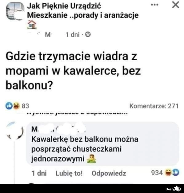 
    Wiadro z mopem na balkonie 