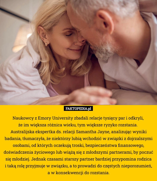 
    Naukowcy z Emory University zbadali relacje tysięcy par i odkryli, 
że im