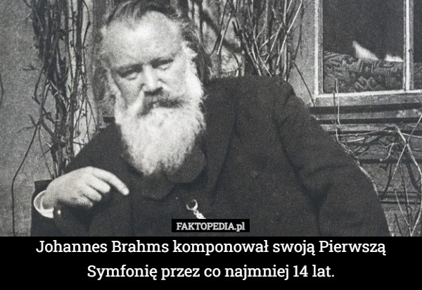 
    Johannes Brahms komponował swoją Pierwszą Symfonię przez co najmniej 14