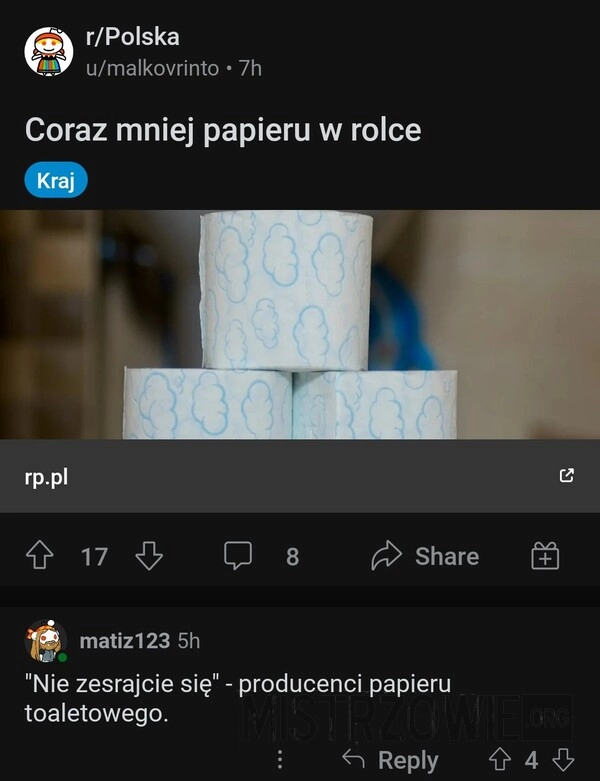 
    Coraz mniej papieru w rolce