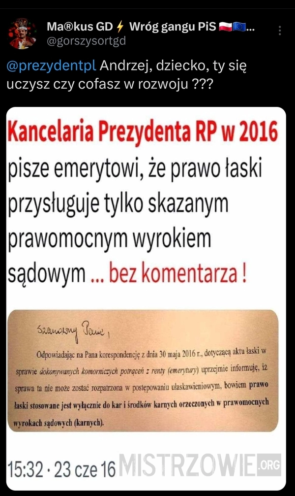 
    Adrian się uczy, tylko słabo coś...