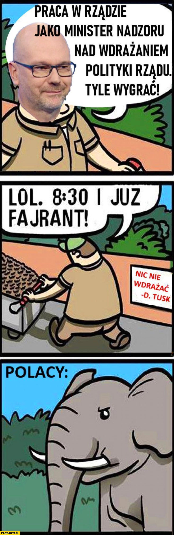 
    Maciej Berek praca w rządzie jako minister nadzoru, Tusk: nic nie wdrażać, lol 8:30 i już fajrant zoo